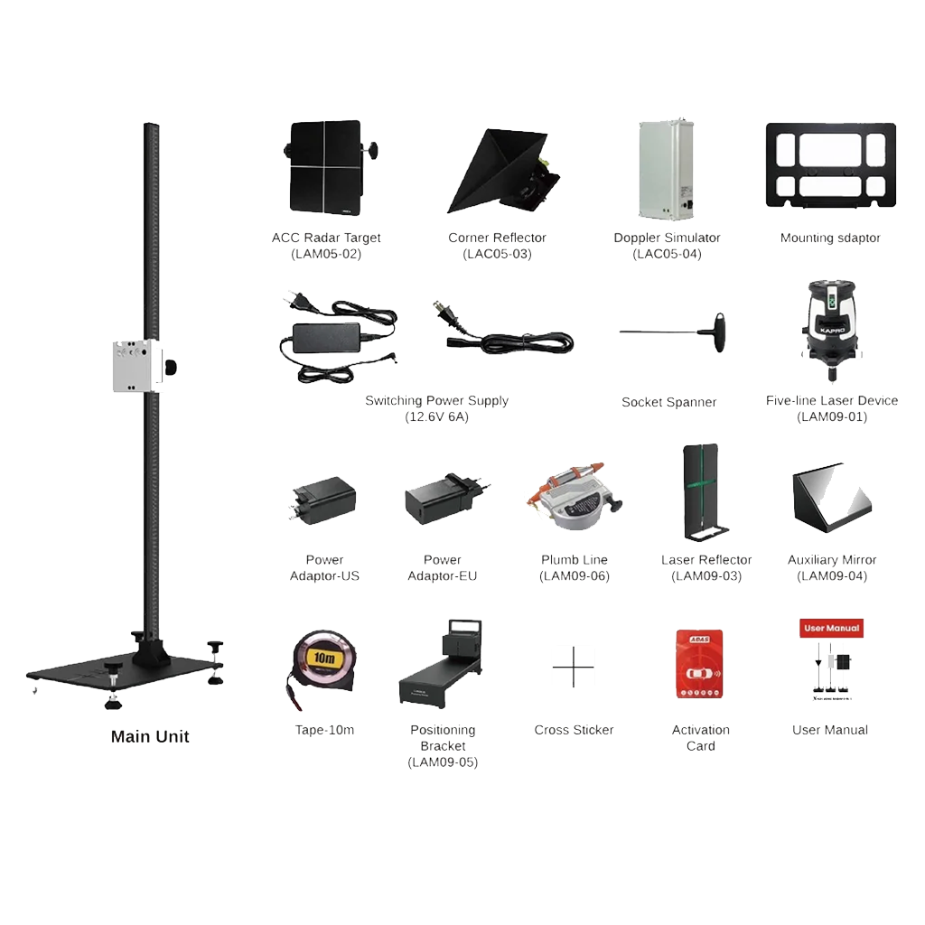Various components for radar testing setup